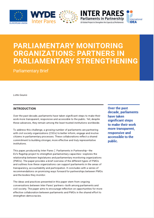 Parliamentary Monitoring Organizations: Partners in Parliamentary Strengthening
