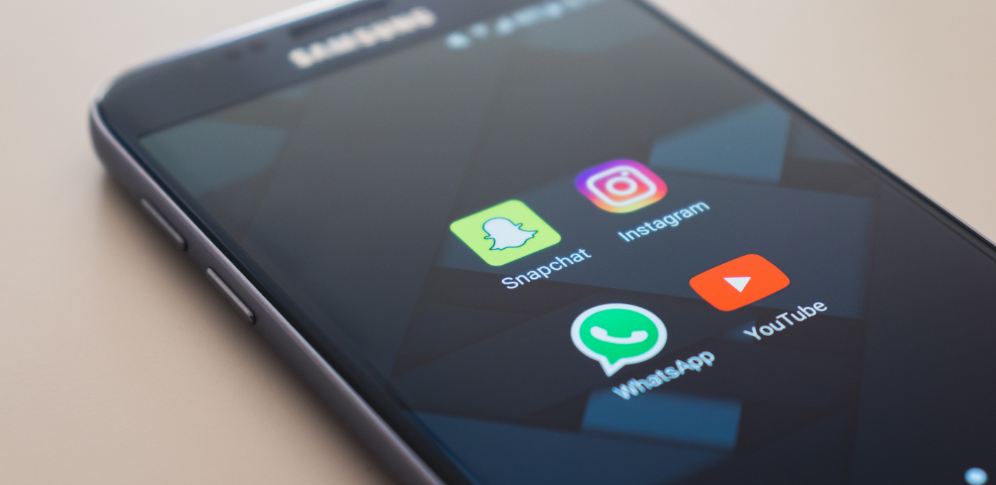 Social media icons on a phone